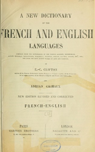 Nouveau dictionnaire anglais-français et français-anglais by C. Ebenezer Clifton cover