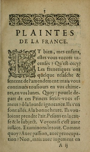 Plaintes de la France by  cover