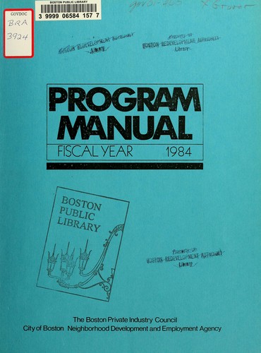 Program manual, fiscal year 1984