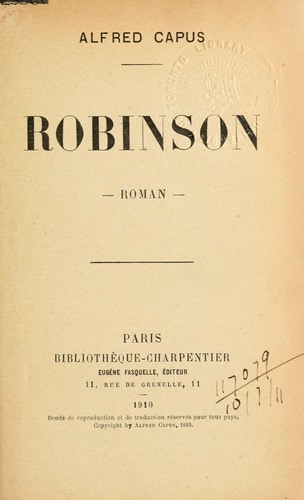 Robinson, Roman by Alfred Capus cover