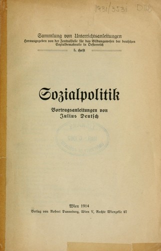 Sozialpolitik by Deutsch, Julius cover