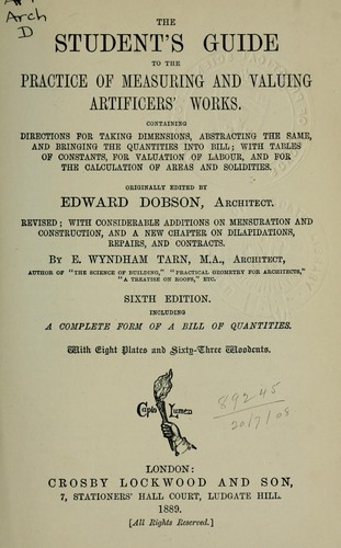 The students's guide to the practice of measuring and valuing artificers' works