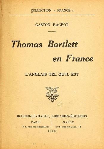 Thomas Bartlett en France by Gaston Rageot cover