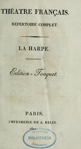 Théâtre français by Jean-François de La Harpe cover