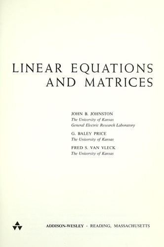 Linear equations and matrices