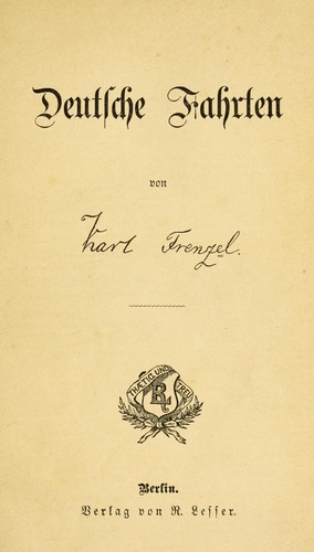 Deutsche Fahrten by Karl Frenzel cover