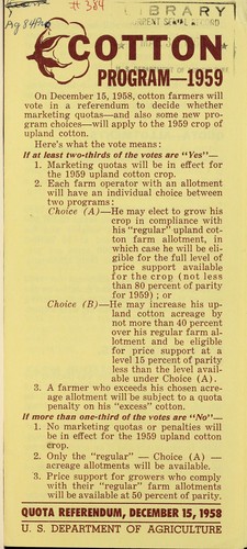 Cotton program--1959