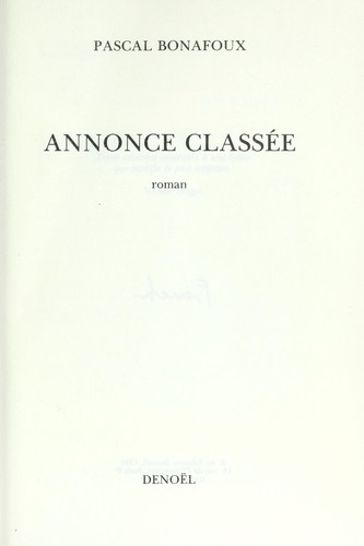 Annonce classée by Pascal Bonafoux cover