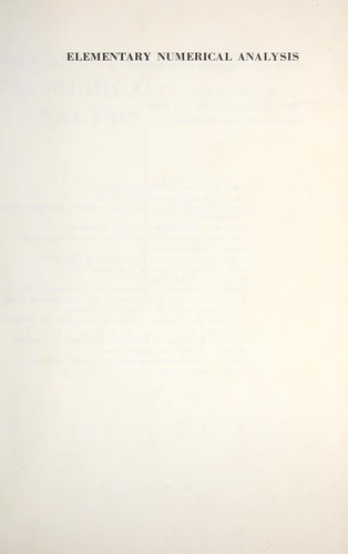 Elementary numerical analysis