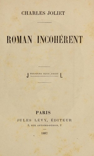 Roman incohérent by Charles Joliet cover