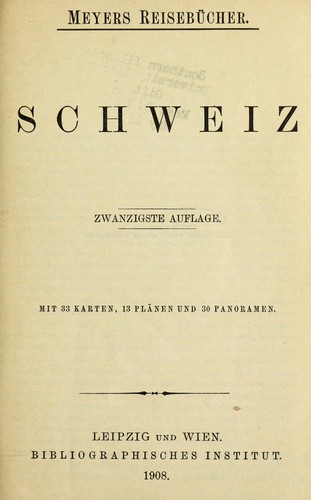 Neuestes Reisehandbuch für die Schweiz by Hermann Alexander von Berlepsch, Bibliographisches Institut cover