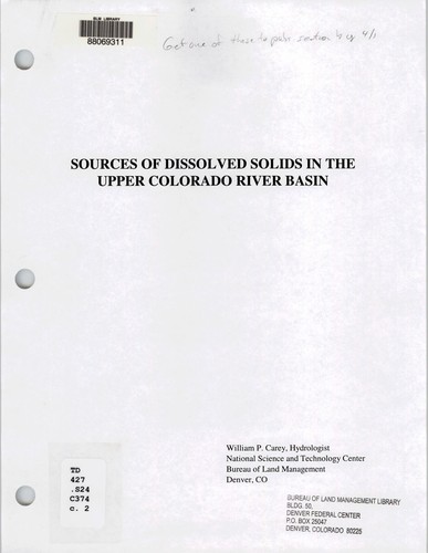 Sources of dissolved solids in the Upper Colorado River Basin