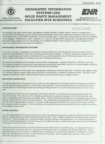 Geographic information systems (GIS) solid waste management facilities site screening