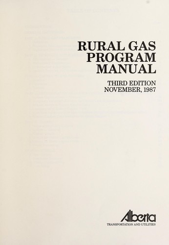 Rural gas program manual