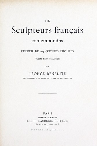 Les sculpteurs français contemporains by Léonce Bénédite cover