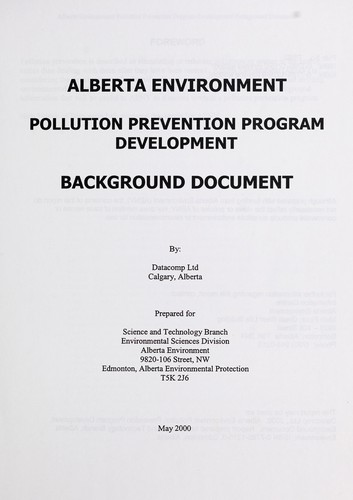Alberta Environment pollution prevention program development
