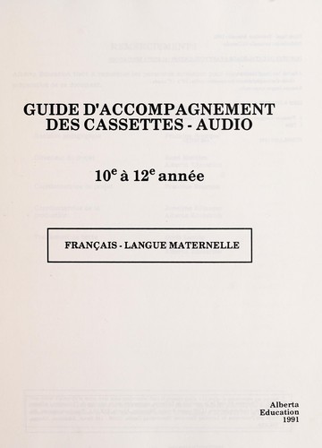 Guide d'accompagnement des cassettes-audio