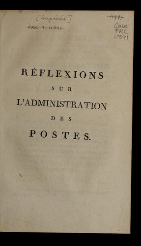 Re flexions sur l'administration des postes