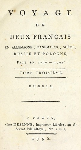 Voyage de deux Français en Allemagne, Danemarck, Suède, Russie et Pologne