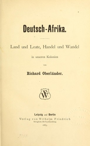 Deutsch-Afrika by Richard Oberlander cover