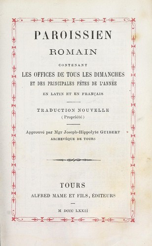 Paroissien romain by Catholic Church cover