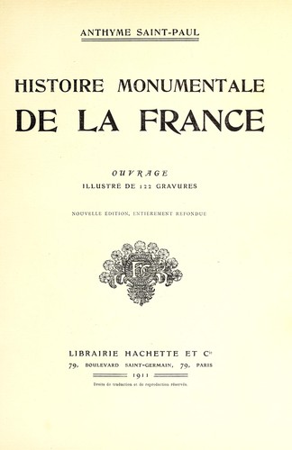Histoire monumentale de la France by Anthyme Saint-Paul cover