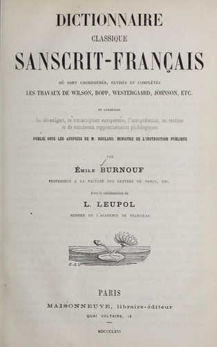 Dictionnaire classique sanscrit-français by Emile Burnouf cover