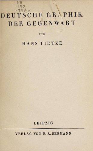 Deutsche Graphik der Gegenwart by Hans Tietze cover