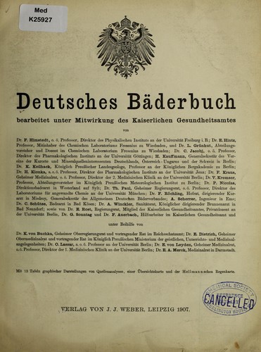 Deutsches B©Þderbuch by Germany. Gesundheitsamt cover