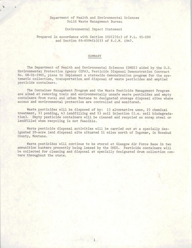 Pesticide disposal demonstration project, contract no. 68-01-2961