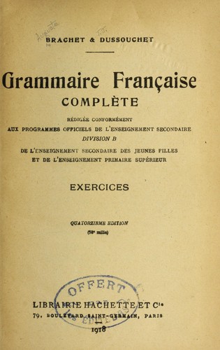 Grammaire franc ʹaise comple  te by Brachet, Auguste cover