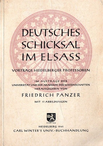 Deutsches Schicksal in Elsass by Friedrich Wilhelm Panzer cover