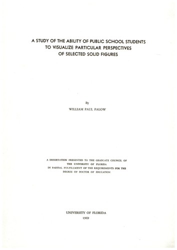 A study of the ability of public school students to visualize particular perspectives of selected solid figures