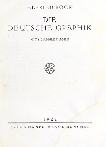 Die deutsche Graphik by Elfried Bock cover