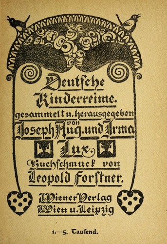 Deutsche Kinderreime by Joseph August Lux cover