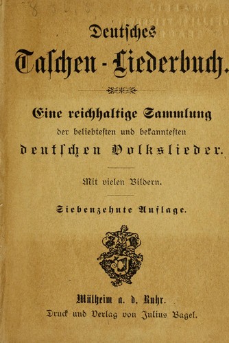 Deutsches Taschen-Liederbuch by Edmund Wallner cover