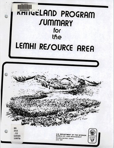 Rangeland program summary for the Lemhi resource area