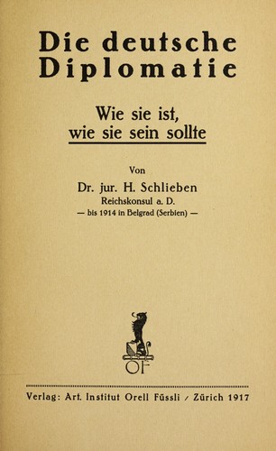Die deutsche Diplomatie by Hans Schlieben cover