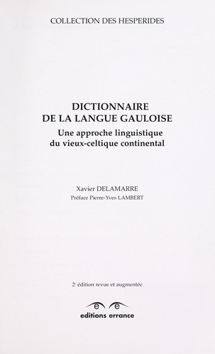 Dictionnaire de la langue gauloise by X. Delamarre cover