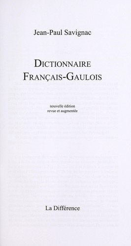 Dictionnaire français-gaulois by Jean-Paul Savignac cover