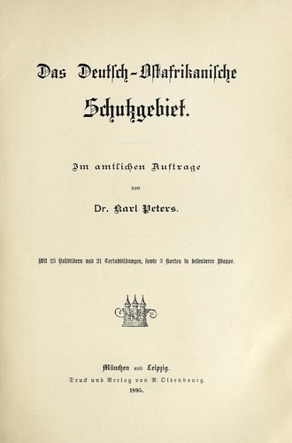 Das deutsch-ostafrikanische Schutzgebiet by Carl Peters cover
