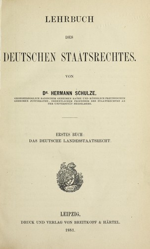 Das deutsche Landesstaatsrecht by Hermann Schulze cover