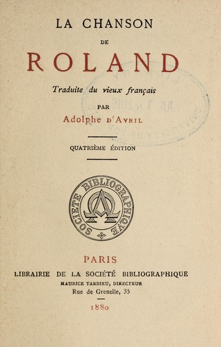 La Chanson de Roland by Adolphe d' Avril cover