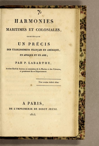Harmonies maritimes et coloniales