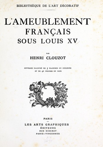 L'ameublement français sous Louis XV by Clouzot, Henri cover
