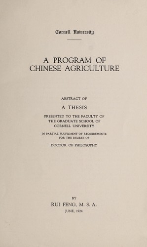A program of Chinese agriculture ...