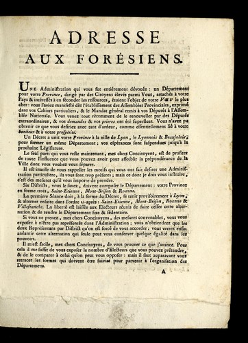 Adresse aux Fore siens by Forez (France) cover