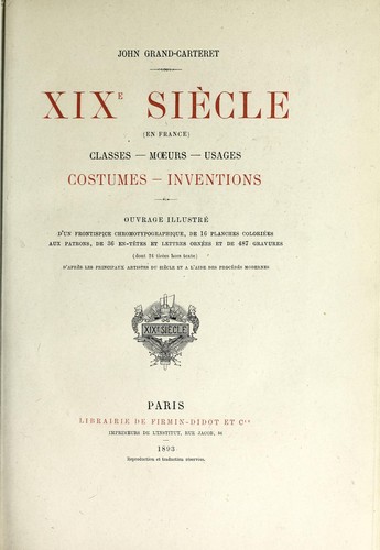 XIXème siècle (en France) by Grand-Carteret, John cover