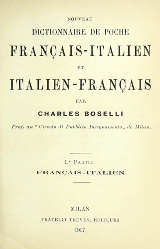Nouveau dictionnaire de poche franc ʹais-italien et italien-franc ʹais by Carlo Boselli cover