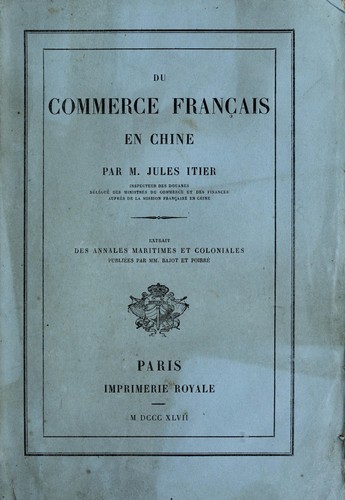 Du commerce français en Chine by Jules Itier cover
